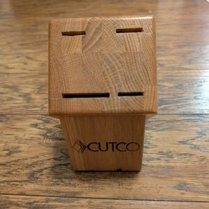 CUTCO Wood Studio Set Knife Block 4 Slot USA Honey Oak